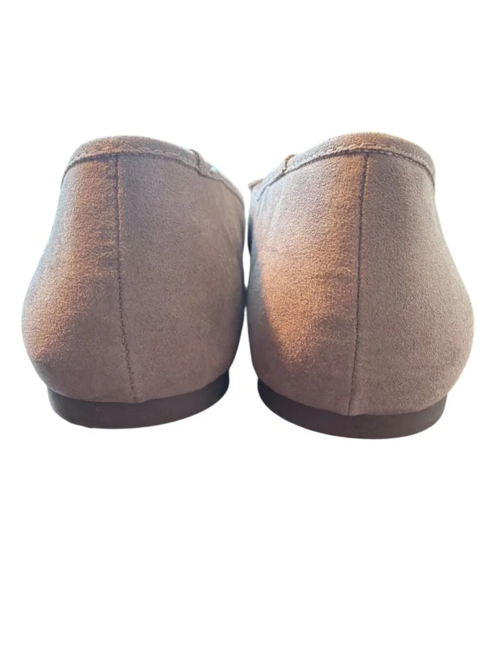 Liz Claiborne Memory Foam Tan Ballet Flat Shoes Flushing Slip On Faux Suede Sz 7